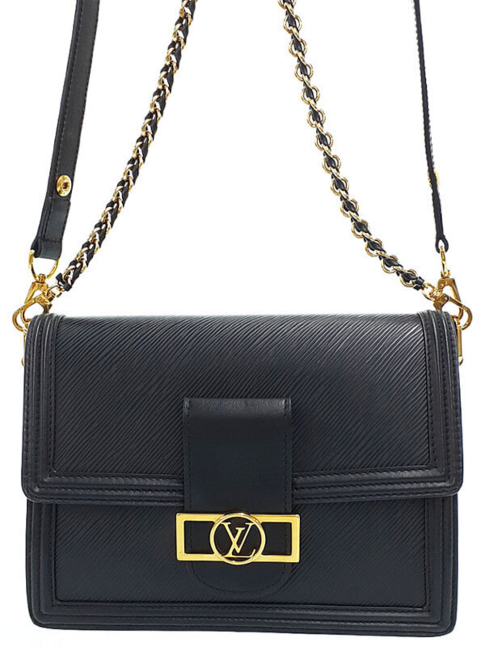 Louis Vuitton Epi Dauphine Chain Shoulder Bag Black